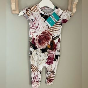 Posh Peanut White Rose romper 9-12 months NWT